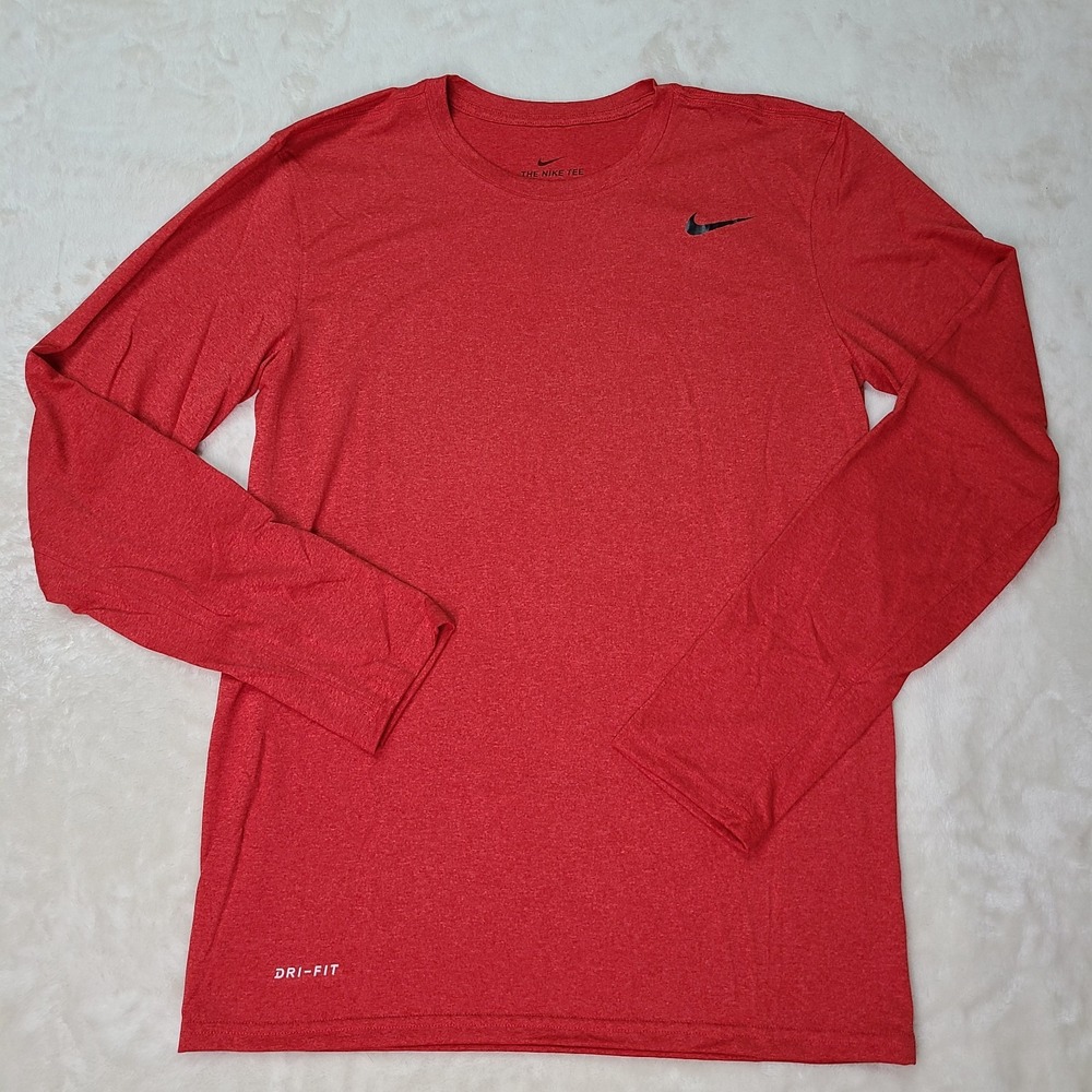 Nike Mens Legend Long Sleeve Tee Red Size Small Training T-Shirt Dri-Fit Team